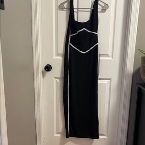 Elegant Black Dress with White Accents